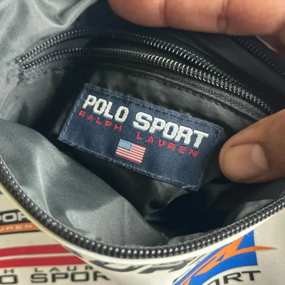 Vintage Polo Sport Ralph Lauren All Over Print Polo Logos Shoulder Satchel Bag